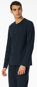 Schiesser Langarmshirt Knopfleiste Mix + Relax Single Jersey