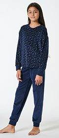 Schiesser Schlafanzug lang Velour Bündchen Teens Nightwear
