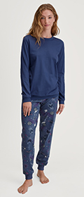 Calida Pyjama mit Bündchen Ornament Nights