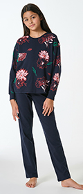 Schiesser Schlafanzug lang Interlock Blumen Teens Nightwear