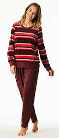 Schiesser Schlafanzug lang Velour Bündchen Comfort Nightwear